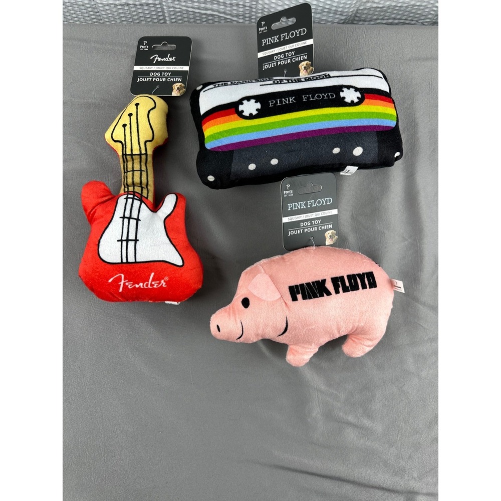 Fender Guitar &‎ Pink Floyd Dog Toys Lot – Squeaky Plush – New w/ Tags